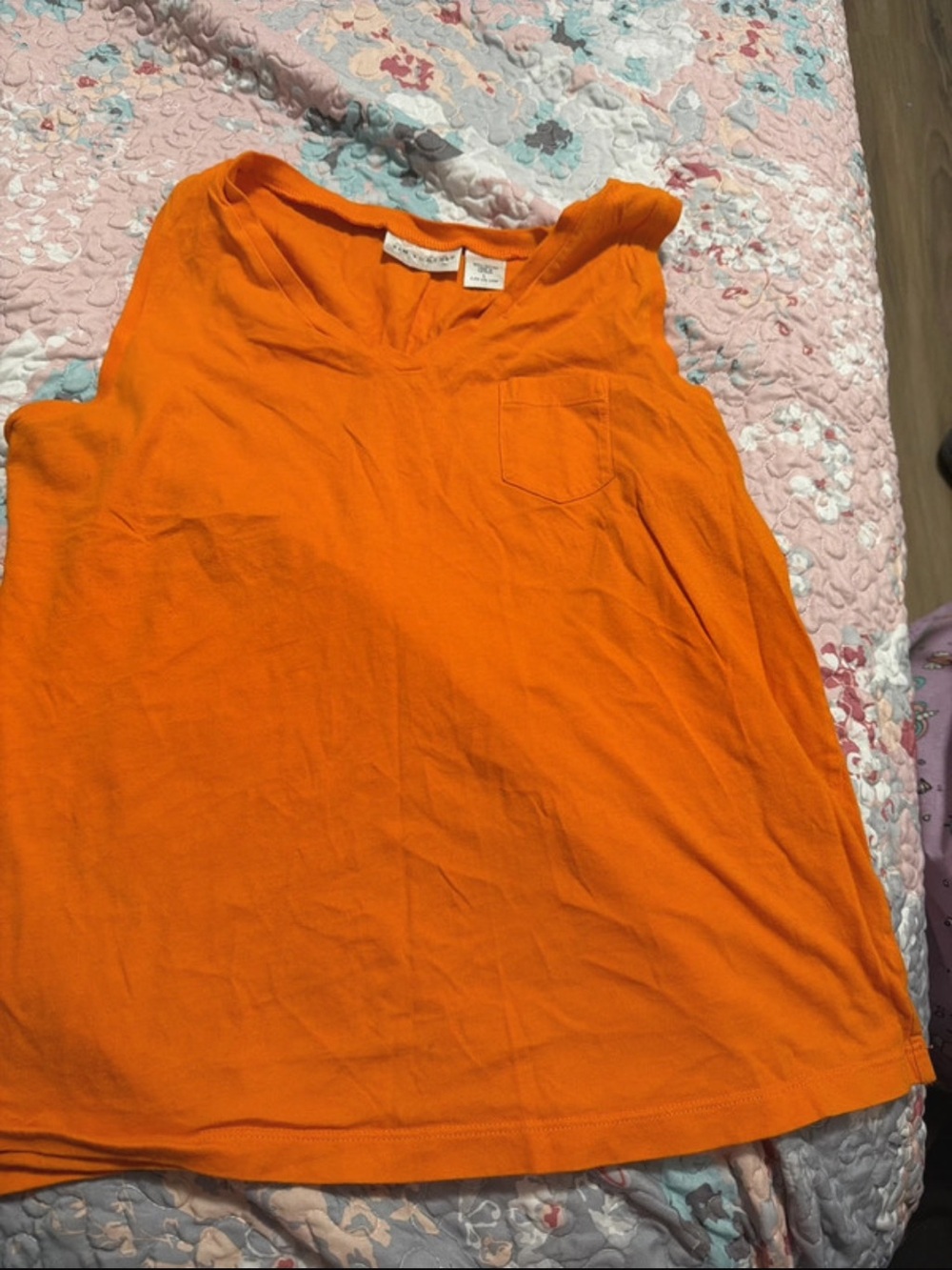 Kim Rogers Bright Orange V-Neck Tank with Chest Pocket